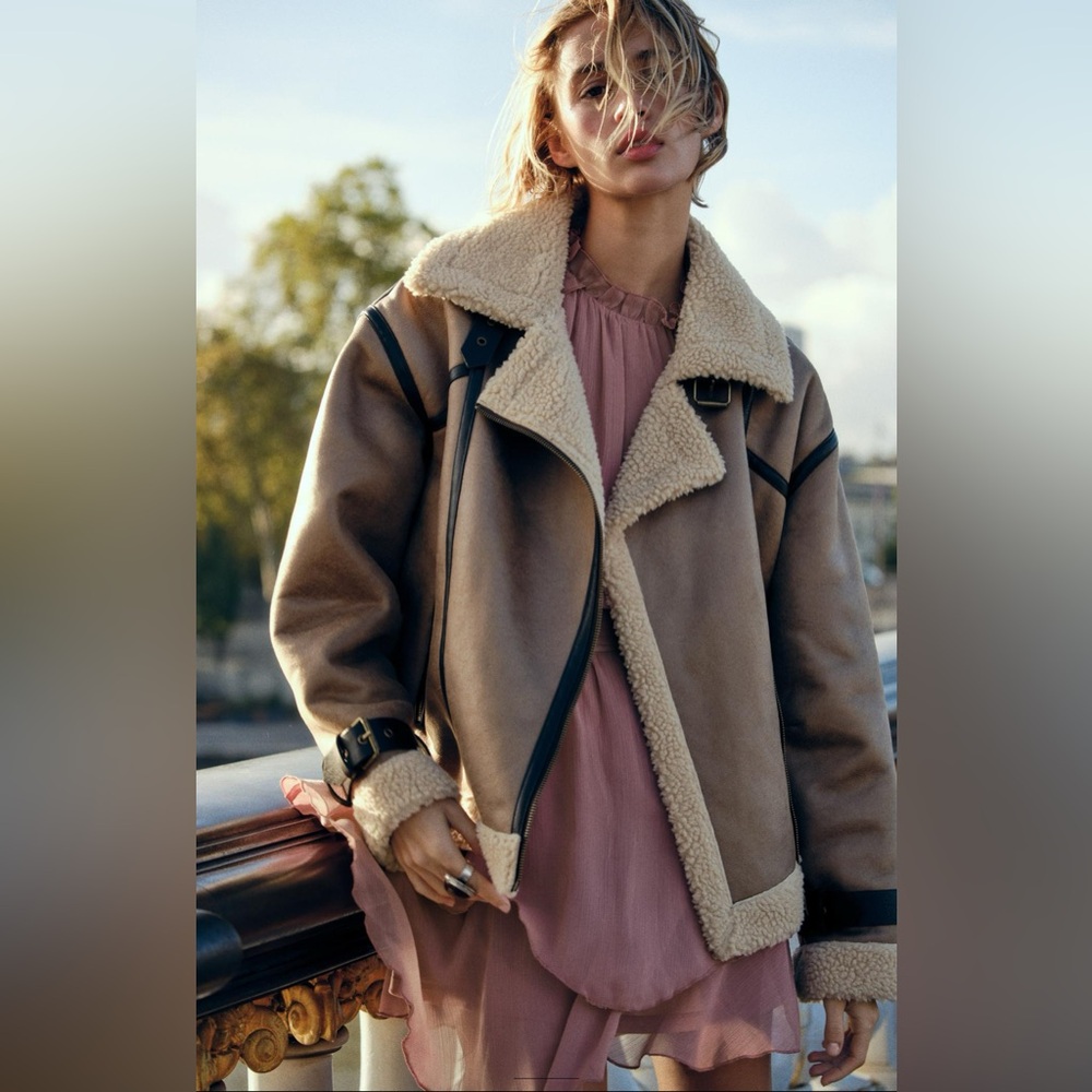 ZARA DOUBLE-FACED JACKET WITH TAB HEM
